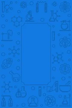 Chemistry blue vector vertical concept outline frame 스톡 일러스트