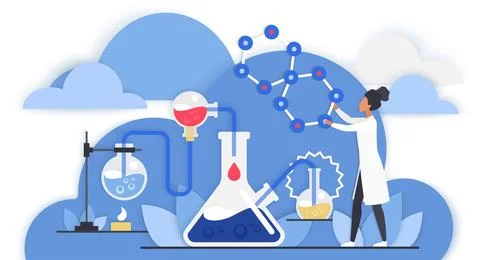 Chemistry Cloud Lab Research Concept Vector Illustrazione stock