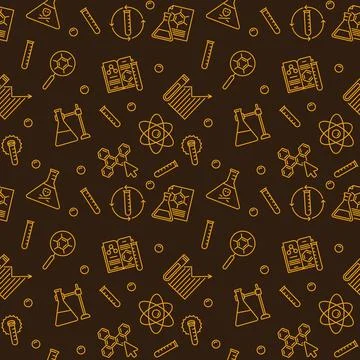 Chemistry creative seamless pattern - Vector Chemical Laboratory illustration Illustrazione stock