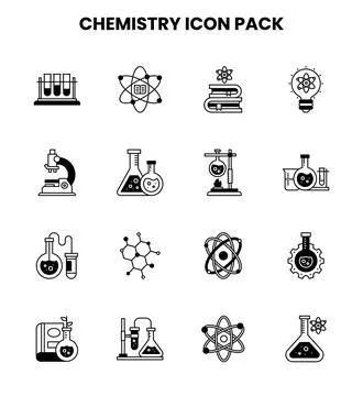 Chemistry DuoTone Vector Icons Pack Stock Illustration