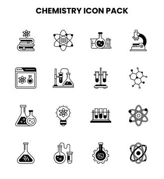 Chemistry DuoTone Vector Icons Pack 스톡 일러스트