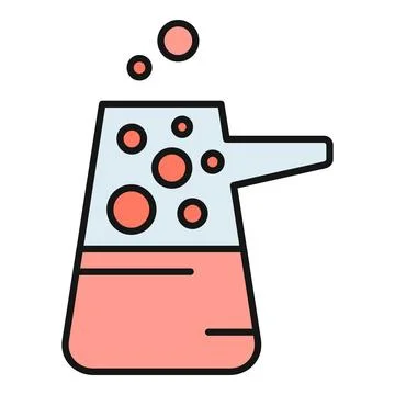 Chemistry experiment flask with boiling liquid and bubbles Stock Illustration