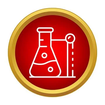 Chemistry experiment flask with liquid and bubbles icon Stock Illustration