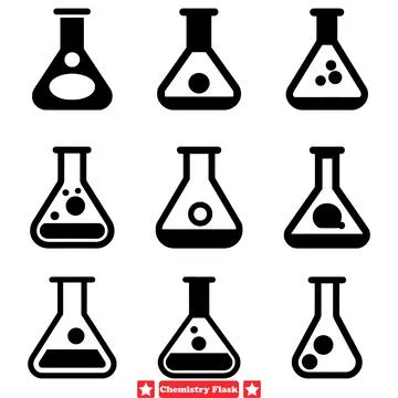 Chemistry Experiment Flask Vector Set Scientific Illustration Essentials Stock Illustration