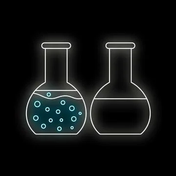 Chemistry experiment with glowing boiling liquid in flasks Stock Illustration