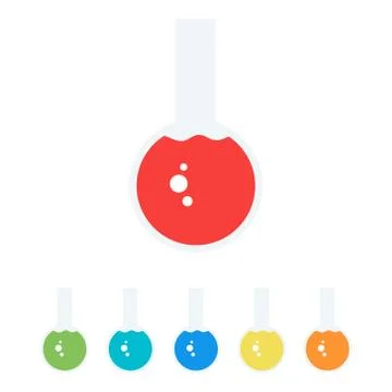 Chemistry flack icon colored set Stock Illustration