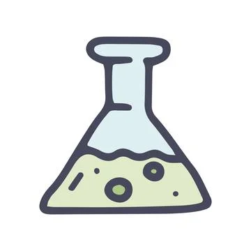 Chemistry flask color vector doodle simple icon Stock Illustration
