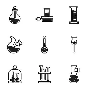Chemistry flask icon set, simple style Stock Illustration