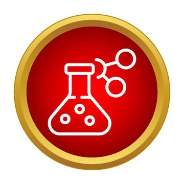 Chemistry flask with molecule icon in a red circle Stockillustratie