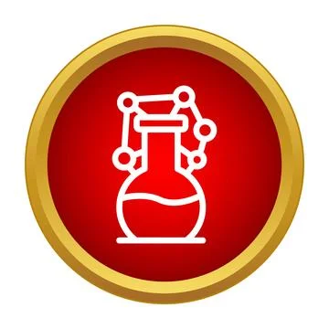 Chemistry flask with molecule structure icon Stock Illustration