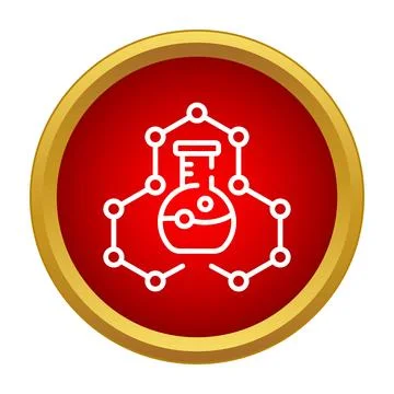 Chemistry flask research molecule connecting network icon Stock Illustration