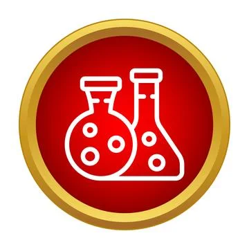 Chemistry flasks and test tubes in lab icon 스톡 일러스트