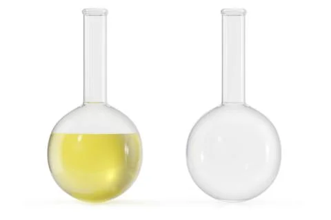 Chemistry flasks with colored liquid on white background. Science chemistry イラスト素材