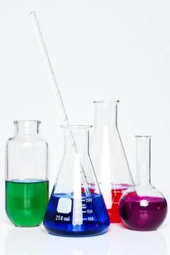 Chemistry flasks Stock Photos