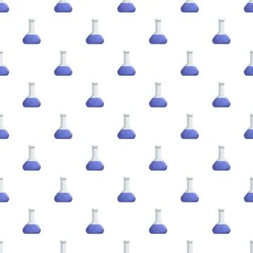Chemistry flasks seamless pattern with blue liquid Illustrazione stock