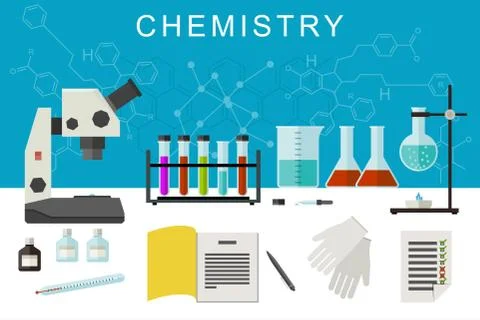 Chemistry flat banner. Stock Illustration