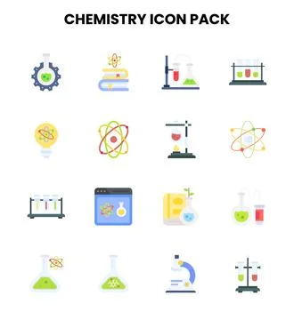 Chemistry Flat Design Icons Pack Stock Illustration