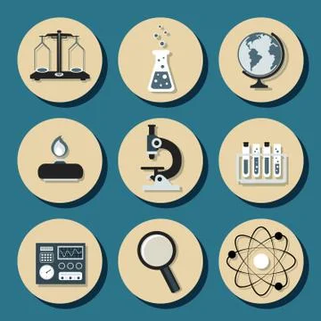 Chemistry flat icons Stock Illustration