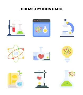 Chemistry Flat Scalable Icons Pack Stock Illustration
