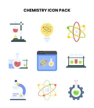 Chemistry Flat Vector Icons Pack 스톡 일러스트