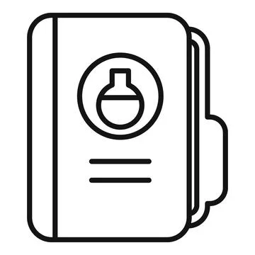 Chemistry folder with flask logo representing science study Stock Illustration