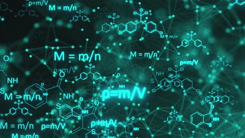 Chemistry Formulas with connection dots Stock Footage 312758389