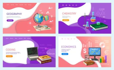 Chemistry Geography, Coding Discipline in School Stock Illustration