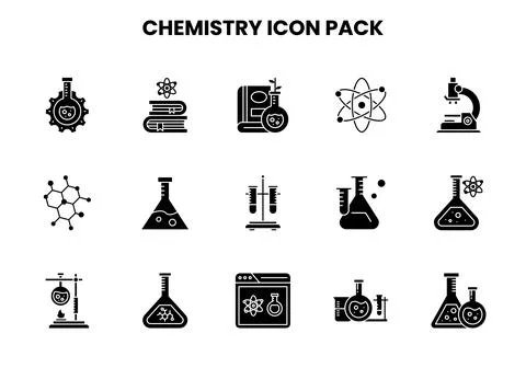 Chemistry Glyph Bundle Icons Pack Illustrazione stock
