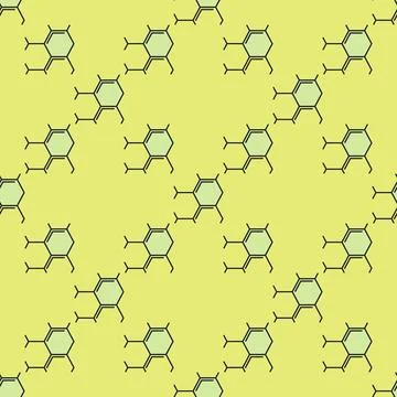 Chemistry hexagonal molecular formula vector Science colored seamless pattern Stockillustratie