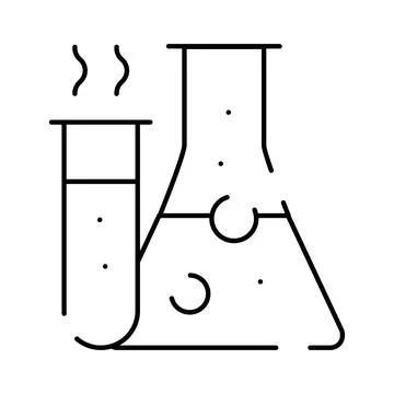 Chemistry instruments including boiling test tube and flask Illustrazione stock