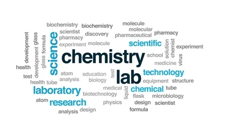 Chemistry lab animated word cloud. Kinet... | Stock Video | Pond5