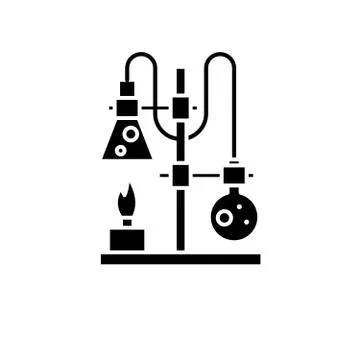 Chemistry lab black icon, vector sign on isolated background. Chemistry lab 스톡 일러스트