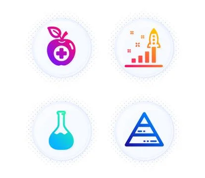 Chemistry lab, Development plan and Medical food icons set. Pyramid chart sign Illustrazione stock