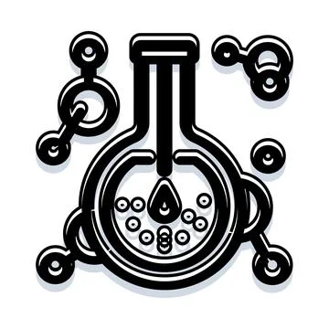 Chemistry lab flask with abstract molecules icon Stock Illustration