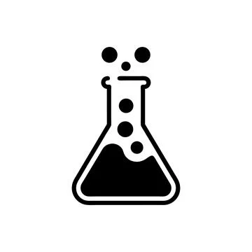 Chemistry Lab Flask with Bubbles, Science Experiment Icon Stock Illustration