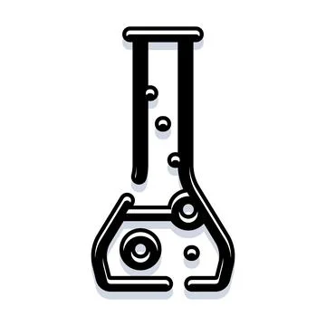 Chemistry lab flask liquid bubbling experimental icon Stock Illustration