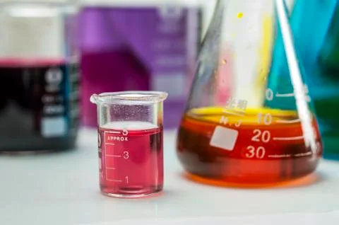 Chemistry Lab flasks Stock Photos