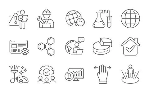Chemistry lab, Multitasking gesture and Teamwork icons set. Vector Stock Illustration