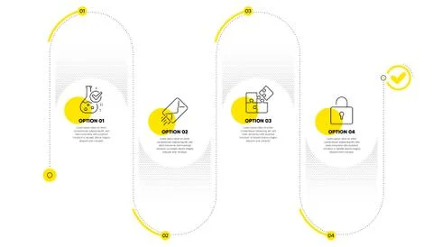 Chemistry lab, Puzzle and E-mail icons set. Lock sign. Laboratory flask Illustrazione stock