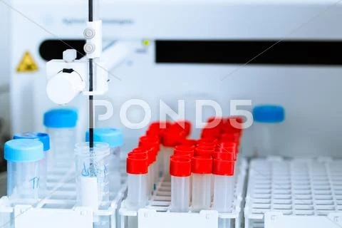 Chemistry lab (shallow DOF; color toned image) Stock Photos