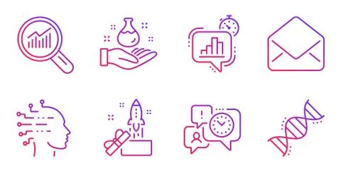 Chemistry lab, Statistics timer and Time management icons set. Vector Stockillustratie