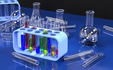 Chemistry lab with test tubes. 스톡 일러스트