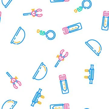 Chemistry laboratory flask test vector seamless pattern Illustrazione stock