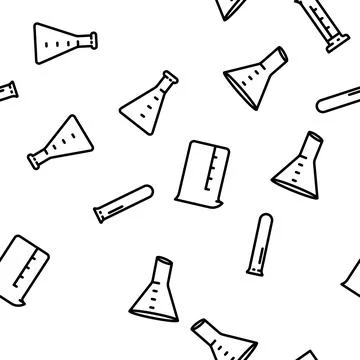 Chemistry laboratory flask test vector seamless pattern イラスト素材