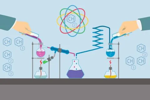 Chemistry laboratory infographic flat elements vector illustration. イラスト素材