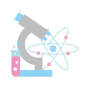 Chemistry laboratory microscope molecule atom test tube Stockillustratie