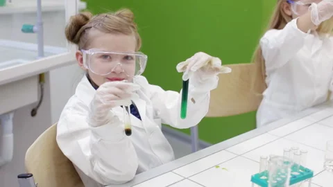 Chemistry lesson in primary school Stock Footage 88794176