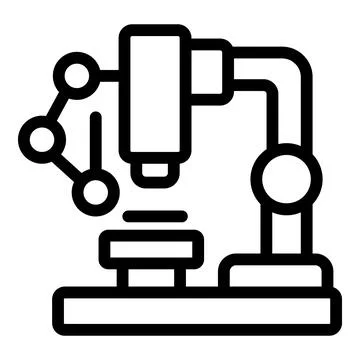 Chemistry microscope icon outline vector. Woman research lab Illustrazione stock