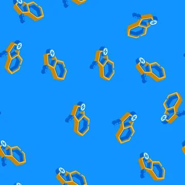 Chemistry molecular structure isometric icon seamless pattern Stock Illustration