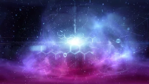 Chemistry molecule bonds and binary numbers animation Stock Footage 332815011